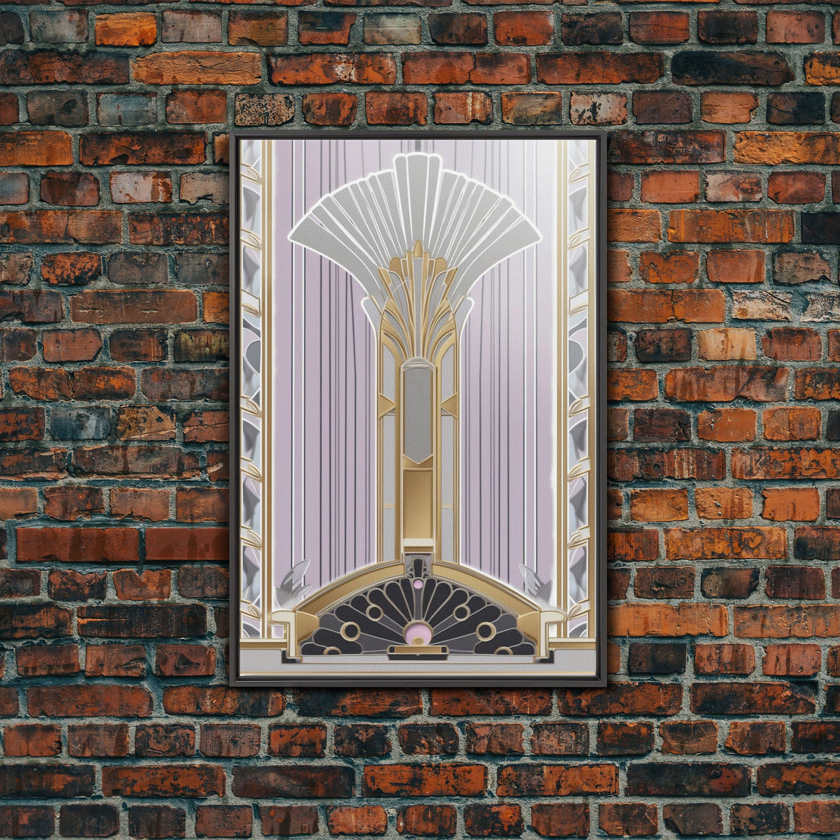 Art Deco Wall art, Framed Canvas Print, Art Deco, Gold art, Pastel colors, Midcentury Modern, Office decor, Living room art, Beautiful art