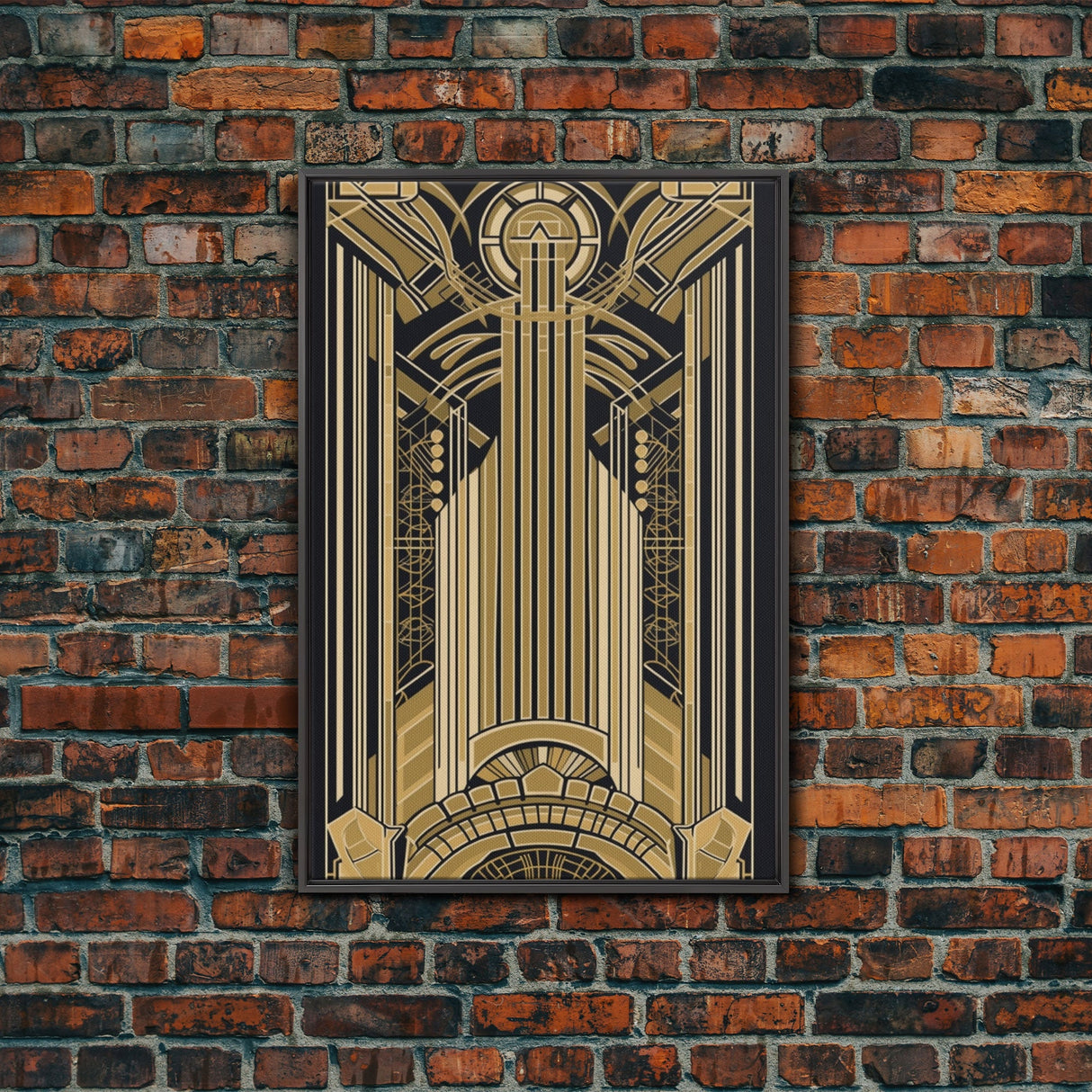 Art Deco Pattern Wall art - Framed Canvas Print - Art Deco - Gold & black art - Wonderful art - Lines art - Geometric art - Office wall art