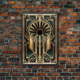 Art Deco Wall art - Framed Canvas Print - Art Deco - Gold & green art - Living room art - Original painting - Art with frame - Wall decor