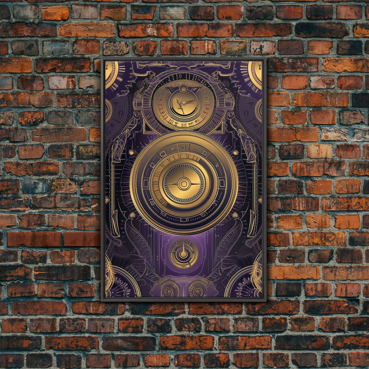 Midcentury Modern Wall art, Framed Canvas Print, Art Deco, Patterns art, Ornament art, Purple & gold art, Original painting, Bright colors