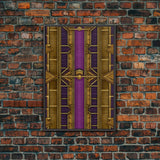 Midcentury Modern Wall art, Framed Canvas Print, Art Deco, Canvas Wall art, Gold & purple art, Geometric art, Colorful painting, Wall art