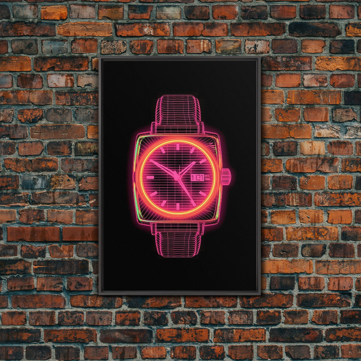 Vaporwave Wrist Watch Wall Decor, Vibrant Watch Wall Art, Minimalist Print, Wall Decor, Canvas Print, Wall Art, Framed Canvas