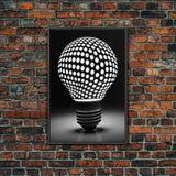 Dotted Light Bulb Wall Decor, Black And White Art, Dotted Art, Minimalist Print, Wall Decor, Canvas Print, Wall Art, Framed Canvas