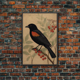 Black And Orange Bird Wall Art, Oriole Wall Decor, Animal Wall Art, Minimalist Print, Wall Decor, Canvas Print, Wall Art, Framed Canvas