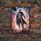 Cosmic Cyberpunk Cowboy Graffiti Art, Framed Canvas Print #4954