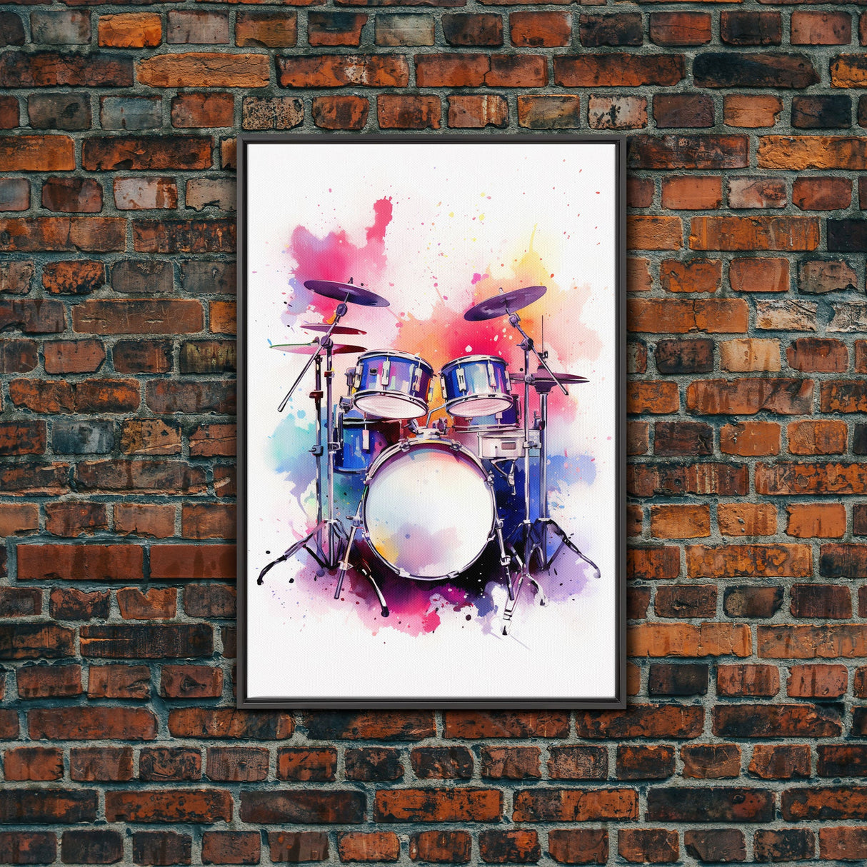 Drum Art, Gift For Drummer, Framed Canvas Print, Studio Art, Music Studio Decor, Drum Set