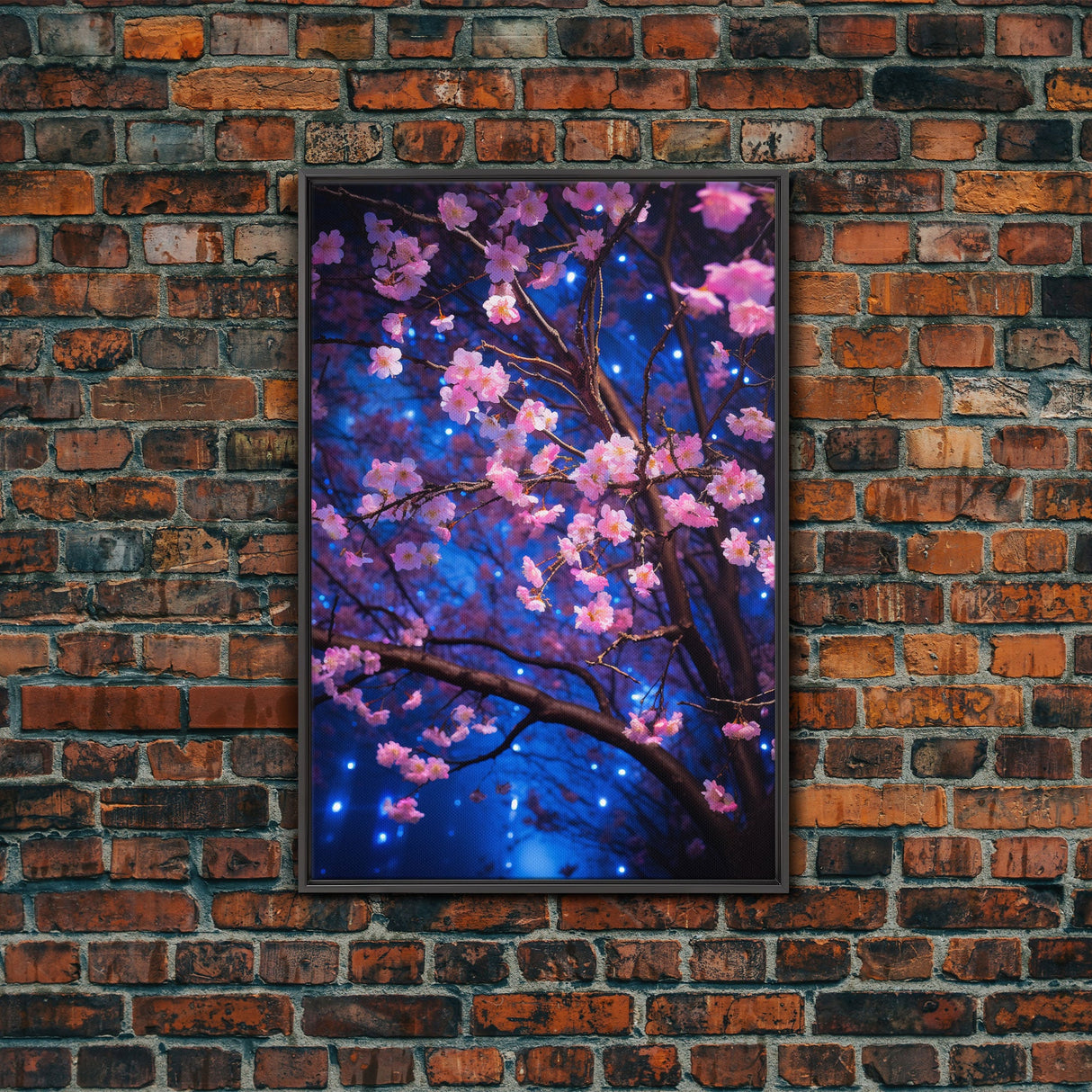Cherry Blossom Art, Pink Flowers, Japanese Art, Sakura, Canvas Print, Wall Art, Vertical Art, Gift For Boss, Preppy Room Decor, Office Print