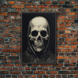 Skull Decor, Charcoal Drawing, Gothic Decor, Human Skull, Canvas Print, Wall Art, Vertical Art, Dark Wall Art, Moody Wall Art, Indie Art