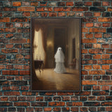 Victorian Ghost Halloween Decor, Digital Art Canvas Print, Canvas Print, Spooky Ghost Wall Art, Fall Decoration, Halloween Wall Art