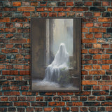 The Haunting, Ghost In The Window, Halloween Decor, Framed Canvas Print