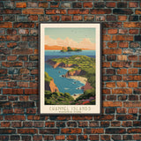 Channel Islands National Park California Travel Art, National Park Print, Minimalist Travel Art, Midcentury Modern Style Landscape Painting
