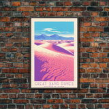 Great Sand Dunes National Park Travel Poster Art, Canvas Print Wall Art, Colorado Travel Art, Midcentury Modern Travel Decor, MCM Wall Art