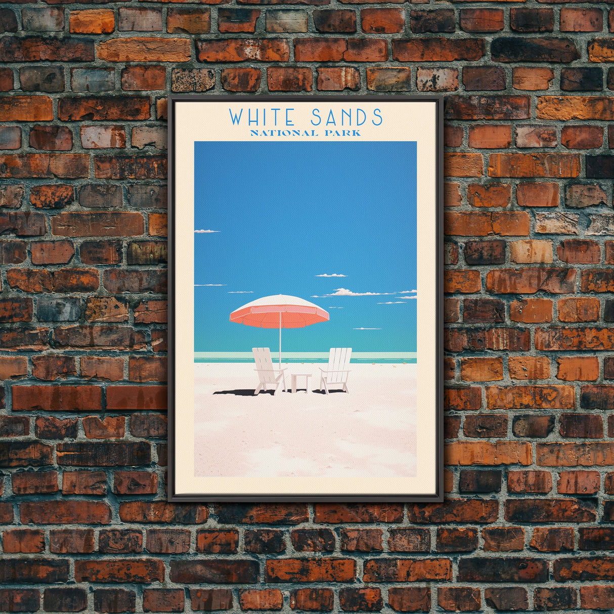White Sands National Park, New Mexico Travel Art, National Park Print, Minimalist Travel Art, Midcentury Modern Retro Style Landscape