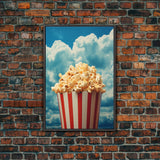 Popcorn, Game Room Wall Art, Movie Room Art, Canvas Print, Wall Hanging, Portrait Art, Minimalist Wall Art, Kitchen Wall Decor, Hostess Gift