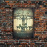 Carnival Art, Circus Print, Carousel Art Print, Canvas Print, Wall Hanging, Portrait Art, Spooky Room Decor, Entryway Prints, Home Wall Art