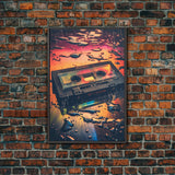 Retro 80s Cassette Tape Art, Framed Canvas Print, Custom Cassette Tape Wall Art, Cassette Tape Decor, Mix Tape Wall Art