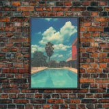 Los Angeles Pool, Retro Photography Print, Framed Canvas Art, Retro Decor, Retro Vibes