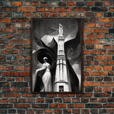 Vintage Style Art Deco Statue Study, Framed Canvas Print, Retro Style Wall Art, 1920s - 1930s style Art