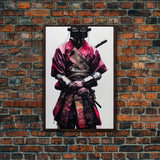 Portrait of a Cyberpunk Samurai with Cybernetic augments, Framed Canvas Print, Ready To Hang Framed Wall Art