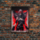 Graffiti angel art, framed canvas print, urban art