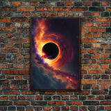 View of a black hole, space scifi art, framed canvas print