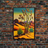 Watercolor of a Desert Landscape, Arizona Southwest Art, Framed Canvas Print, Landscape Painting