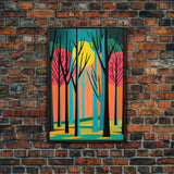Vintage Style Art, Framed Canvas Prints, Lake and Pine Tree Forest Landscape, Florida Everglades at Sunset,  Pop Art