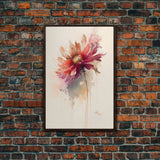Vintage Style Framed Canvas Art, Vintage Floral Print, Vintage White Roses Painting, Still Life Botanical Farmhouse print, Red Flower Art