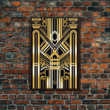 Art Deco Pattern Wall art, Framed Canvas Print, Art Deco, Gold art, Geometric art, Wall decor, Midcentury Modern, Lines art, Wall decor