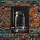Mason Jar Wall Art, Jar Art Print, Black And White Art, Minimalist Art, Wall Decor, Canvas Art, Wall Art, Framed Canvas Wall Decor