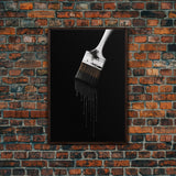 Dripping Paint Brush Wall Art, Black Paint, Brush Wall Decor, Minimalist Print. Wall Decor, Canvas Art, Wall Art, Framed Canvas Wall Decor