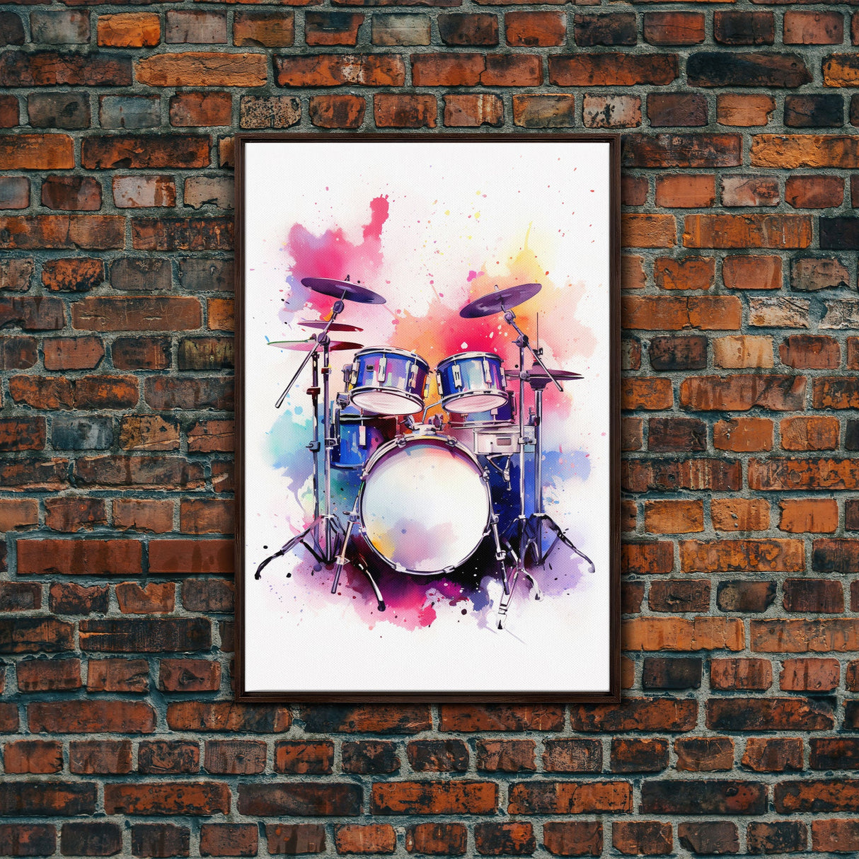 Drum Art, Gift For Drummer, Framed Canvas Print, Studio Art, Music Studio Decor, Drum Set