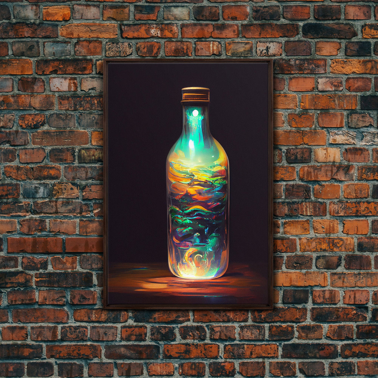 Miniature world in a bottle canvas print, high fantasy wall art, magical wall art, ready to hang wall art