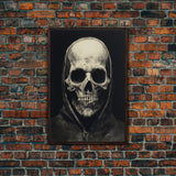 Skull Decor, Charcoal Drawing, Gothic Decor, Human Skull, Canvas Print, Wall Art, Vertical Art, Dark Wall Art, Moody Wall Art, Indie Art
