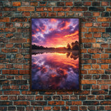 Lake Wall Art, Water Reflection, Landscape Wall Art, Sunset Wall Art, Canvas Print, Wall Art, Vertical Art, Nature Wall Art, Wall Hanging