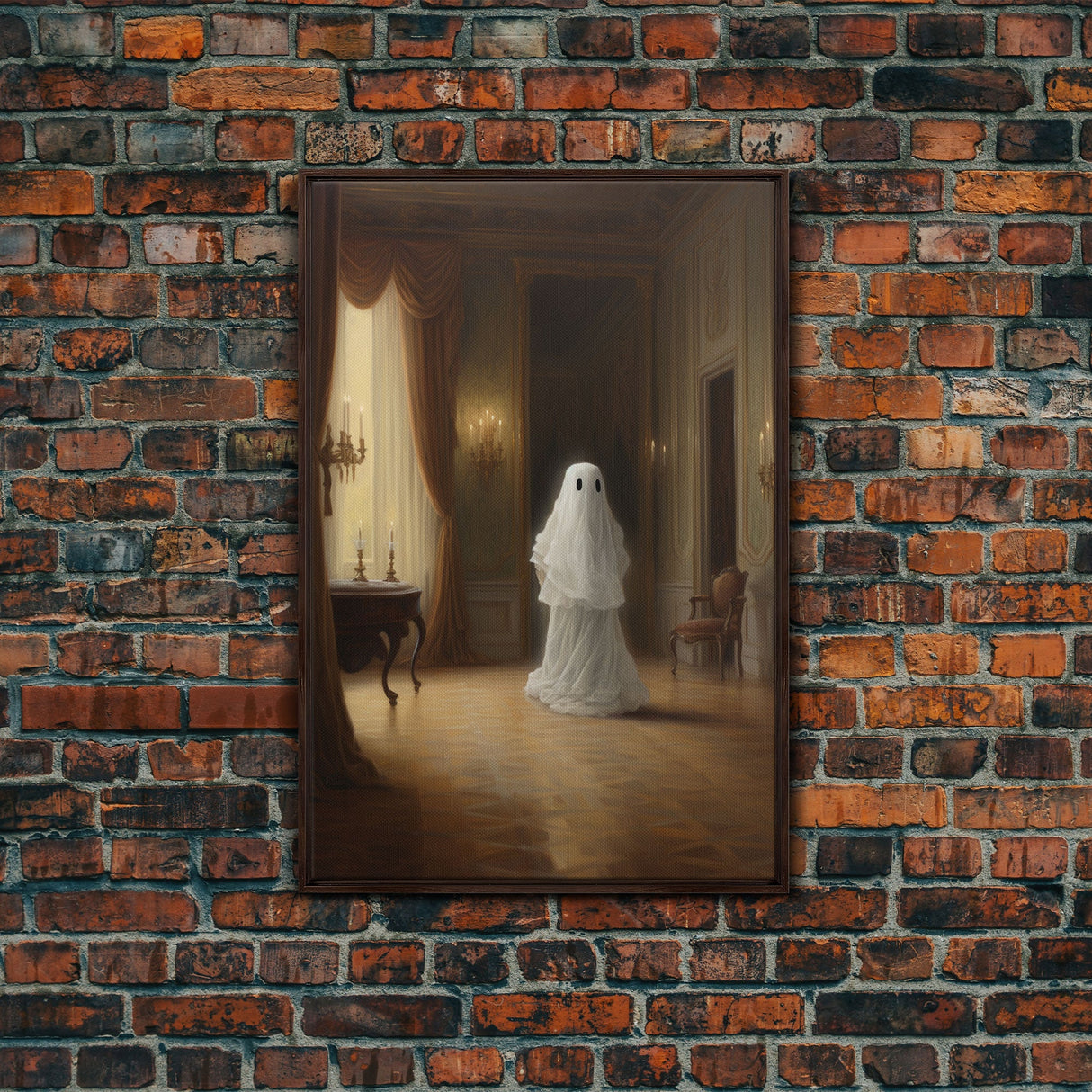 Victorian Ghost Halloween Decor, Digital Art Canvas Print, Canvas Print, Spooky Ghost Wall Art, Fall Decoration, Halloween Wall Art