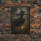 Spooky Season Witch Decor, Witch Painting Framed Canvas Print, Halloween Art, Witch Art, Witchcraft, Witch Decor, Felt Witch Hat