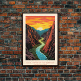 Black Canyon National Park Colorado Travel Art, National Park Print, Minimalist Travel Art, Midcentury Modern Style Landscape Painting