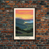 Haleakala National Park Hawaii Travel Art, National Park Print, Minimalist Travel Art, Midcentury Modern Style Landscape Painting