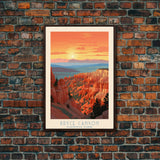 Bryce Canyon National Park Utah Travel Art, National Park Print, Minimalist Travel Art, Midcentury Modern Style Landscape Painting
