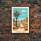 Joshua Tree National Park California Travel Art, National Park Print, Minimalist Travel Art, Midcentury Modern Style Landscape Painting