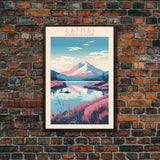 Katmai National Park Alaska Travel Art, National Park Print, Minimalist Travel Art, Midcentury Modern Style Landscape Painting
