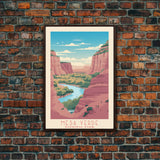 Mesa Verde National Park Colorado Travel Art, National Park Print, Minimalist Travel Art, Midcentury Modern Style Landscape Painting