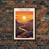 Mesa Verde National Park Colorado Travel Art, National Park Print, Minimalist Travel Art, Midcentury Modern Style Landscape Painting