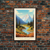 North Cascades National Park Washington Travel Art, National Park Print, Minimalist Travel Art, Midcentury Modern Style Landscape Painting