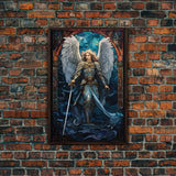 Angel, Angel Warrior, Fantasy Art, Canvas Print, Wall Hanging, Portrait Art, Stained Glass Art, Christian Wall Decor, Country Wall Art