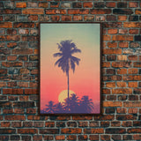 Palm Tree Wall Art, Tropical Wall Art, Minimalist Wall Art, Canvas Print, Wall Hanging, Portrait Art, Tiny House Decor, Dorm Room Art