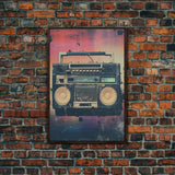 Boombox, Music Wall Art, Retro Wall Art, Canvas Print, Wall Hanging, Portrait Art, Apartment Wall Decor, Gaming Wall Decor, Above Bed Art