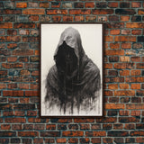 Spooky Halloween Art - Portrait Of The Grim Reaper - Framed Canvas Print - Halloween Decor - Halloween Clearance