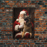Santa Claus And His Belgian Malinois, Christmas Wall Art, Dog Gift, Christmas Dog, Winter Wall Art, Santa Decor, Santa Art Print, Cute Dog